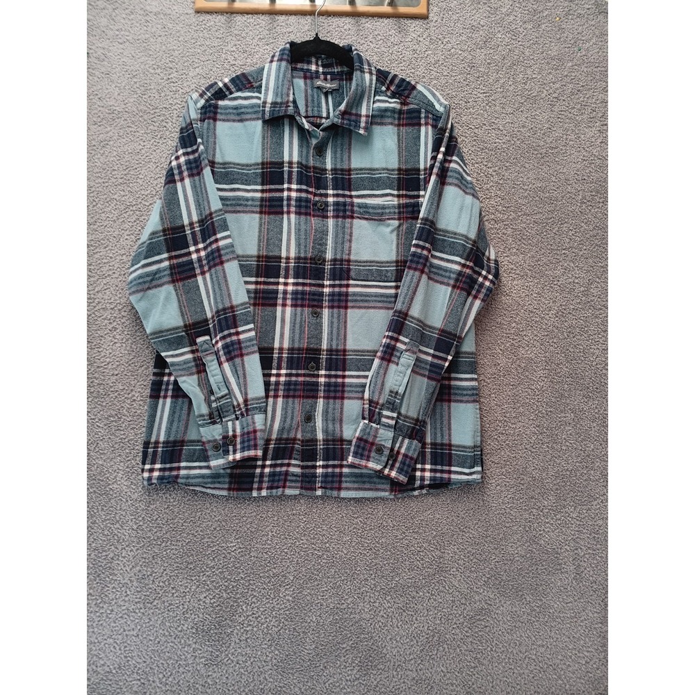 Eddie Bauer Plaid Flannel Shirt Men Medium Cotton Button Up Long Sleeve L